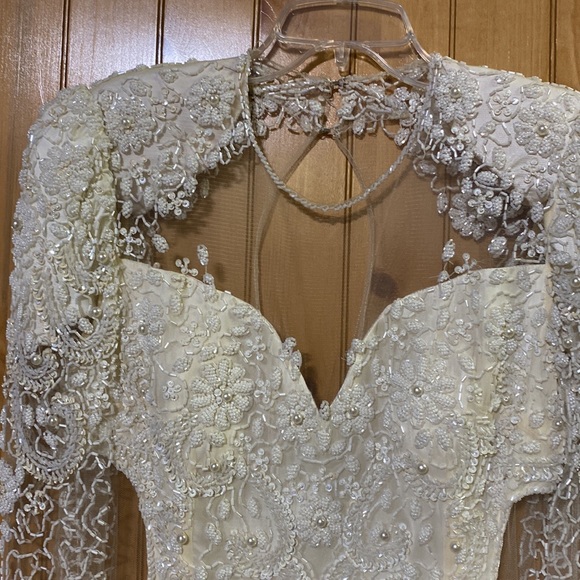 Ivory bedazzled full length formal - Picture 4 of 13